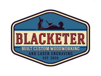 Blacketer Built Custom Woodworking and laser Engraving logo design by cybil