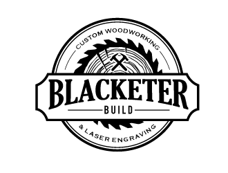 Blacketer Built Custom Woodworking and laser Engraving logo design by gearfx