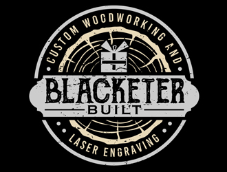 Blacketer Built Custom Woodworking and laser Engraving logo design by DreamLogoDesign