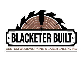 Blacketer Built Custom Woodworking and laser Engraving logo design by MUSANG