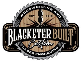 Blacketer Built Custom Woodworking and laser Engraving logo design by REDCROW