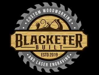 Blacketer Built Custom Woodworking and laser Engraving logo design by DreamLogoDesign