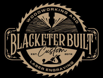 Blacketer Built Custom Woodworking and laser Engraving logo design by REDCROW