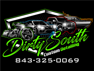 Dirty South Custom Detailing logo design by Suvendu