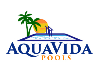 AquaVida Pools logo design by ElonStark