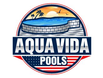 AquaVida Pools logo design by LucidSketch