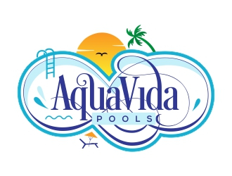 AquaVida Pools logo design by AnandArts