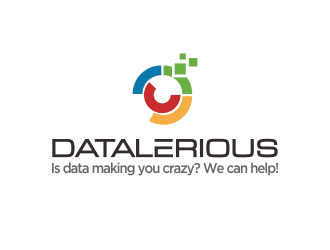 Datalerious. Tagline: Is data making you crazy? We can help! logo design by M J