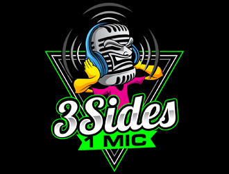 3 Sides 1 Mic OR Three Sides One Mic logo design by DreamLogoDesign