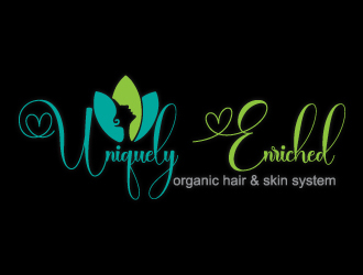 Uniquely Enriched small font print&gt; (organic hair & skin system) logo design by sunny070