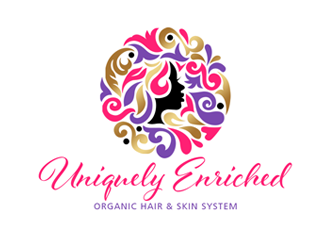 Uniquely Enriched small font print&gt; (organic hair & skin system) logo design by ingepro