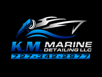 K.M. Marine Detailing LLC logo design by kunejo