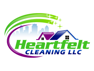 Heartfelt Cleaning LLC logo design by ElonStark