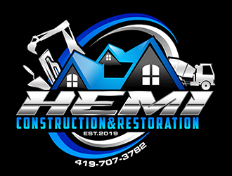 Hemi construction&restoration logo design by 3Dlogos