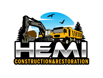 Hemi construction&restoration logo design by ElonStark