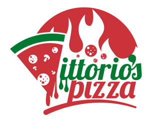 Vittorios Pizza logo design by DreamLogoDesign