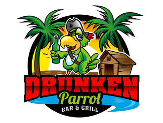 Drunken Parrot Bar & Grill logo design by DreamLogoDesign