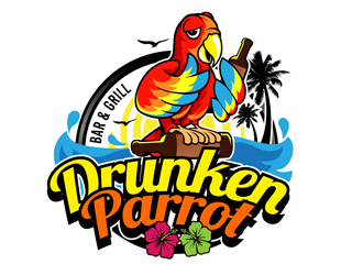 Drunken Parrot Bar & Grill logo design by DreamLogoDesign