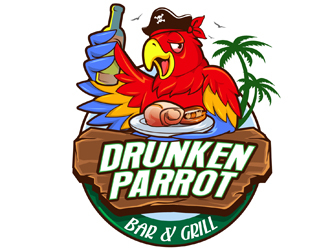 Drunken Parrot Bar & Grill logo design by DreamLogoDesign