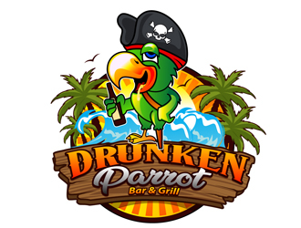 Drunken Parrot Bar & Grill logo design by DreamLogoDesign