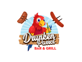 Drunken Parrot Bar & Grill logo design by fawadyk