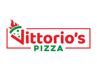 Vittorios Pizza logo design by invento