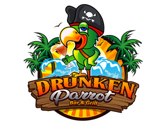 Drunken Parrot Bar & Grill logo design by DreamLogoDesign