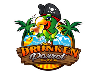 Drunken Parrot Bar & Grill logo design by DreamLogoDesign