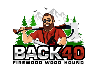 Back 40 Firewood Wood Hound logo design by ElonStark