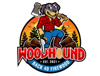 Back 40 Firewood Wood Hound logo design by DreamLogoDesign