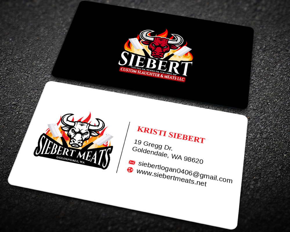 19 Gregg Drive  Goldendale WA  98620  http://www.siebertmeats.net/  FB: siebert custom slaughter & Meats WSDA licensed custom butcher shop and mobile slaughter Smoke BBQ trailer for Mobile catering  logo design by Boomstudioz