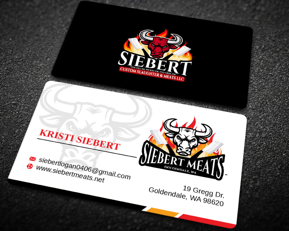 19 Gregg Drive  Goldendale WA  98620  http://www.siebertmeats.net/  FB: siebert custom slaughter & Meats WSDA licensed custom butcher shop and mobile slaughter Smoke BBQ trailer for Mobile catering  logo design by Boomstudioz