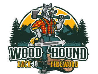 Back 40 Firewood Wood Hound logo design by SOLARFLARE
