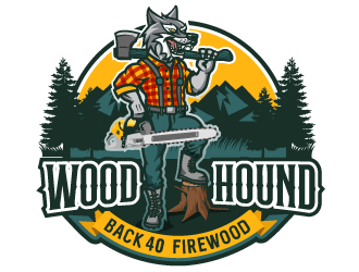 Back 40 Firewood Wood Hound logo design by SOLARFLARE