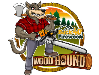 Back 40 Firewood Wood Hound logo design by Suvendu