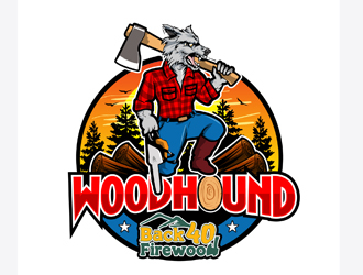 Back 40 Firewood Wood Hound logo design by DreamLogoDesign