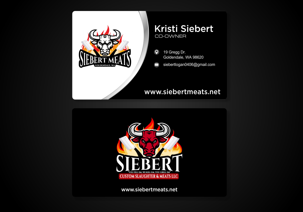 19 Gregg Drive  Goldendale WA  98620  http://www.siebertmeats.net/  FB: siebert custom slaughter & Meats WSDA licensed custom butcher shop and mobile slaughter Smoke BBQ trailer for Mobile catering  logo design by Dhieko