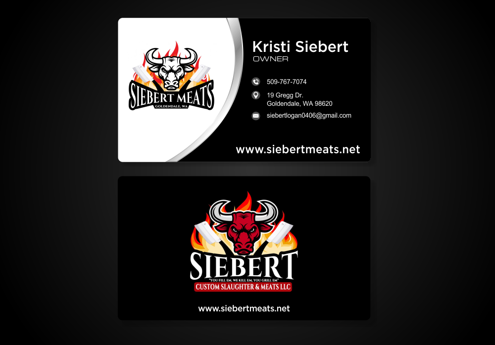 19 Gregg Drive  Goldendale WA  98620  http://www.siebertmeats.net/  FB: siebert custom slaughter & Meats WSDA licensed custom butcher shop and mobile slaughter Smoke BBQ trailer for Mobile catering  logo design by Dhieko