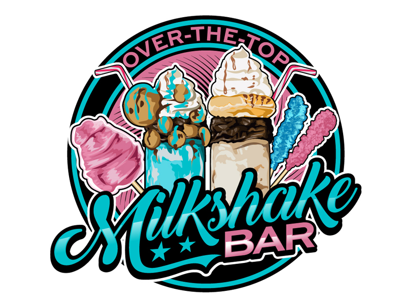 Over-the-Top Milkshake Bar logo design by DreamLogoDesign