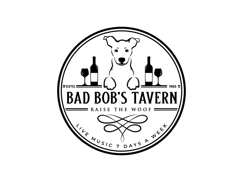 Bad Bob's Tavern - bar logo for tshirt logo design by MonkDesign