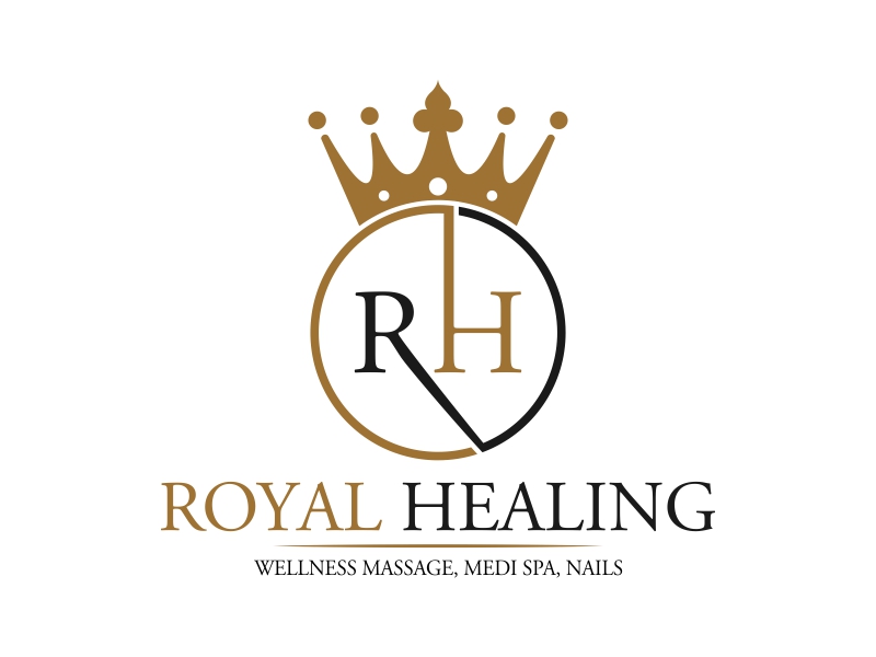 Royal Healing Wellness Massage, Medi Spa, Nails logo design by luckyprasetyo